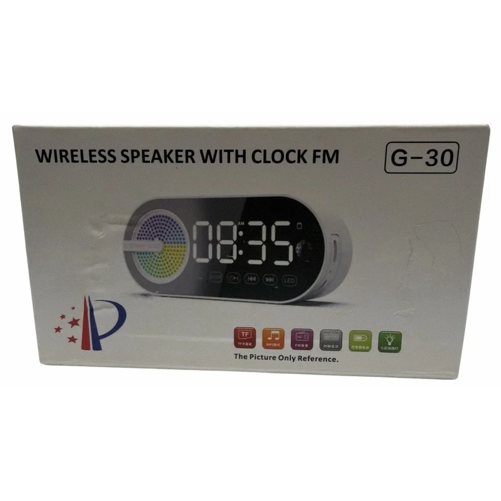 G-30 Bluetooth Alarm Clock Speaker FM Radio LED Light USB-C White New